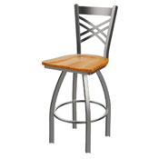 820 Catalina Swivel Stool with Stainless Finish and Medium Oak Seat, AGS-82025SSMedOak