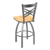 820 Catalina Swivel Stool with Stainless Finish and Natural Maple Seat, AGS-82025SSNatMpl