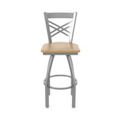820 Catalina Swivel Stool with Stainless Finish and Natural Maple Seat, AGS-82025SSNatMpl