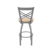 820 Catalina Swivel Stool with Stainless Finish and Natural Maple Seat, AGS-82025SSNatMpl