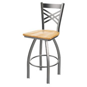 820 Catalina Swivel Stool with Stainless Finish and Natural Oak Seat, AGS-82025SSNatOak