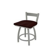 821 Catalina 18" Low Back Swivel Vanity Stool with Anodized Nickel Finish and Dark Cherry Oak Seat, 82118ANDCOak