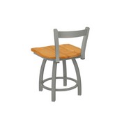 821 Catalina 18" Low Back Swivel Vanity Stool with Anodized Nickel Finish and Medium Oak Seat, 82118ANMedOak