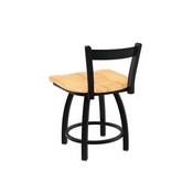 821 Catalina 18" Low Back Swivel Vanity Stool with Black Wrinkle Finish and Natural Maple Seat, 82118BWNatMpl