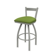 821 Catalina Low Back Swivel Stool with Anodized Nickel Finish and Canter Kiwi Green Seat, AGS-82125AN009