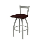 821 Catalina Low Back Swivel Stool with Anodized Nickel Finish and Dark Cherry Oak Seat, AGS-82125ANDCOak