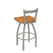 821 Catalina Low Back Swivel Stool with Anodized Nickel Finish and Medium Maple Seat, AGS-82125ANMedMpl