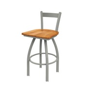 821 Catalina Low Back Swivel Stool with Anodized Nickel Finish and Medium Maple Seat, AGS-82125ANMedMpl