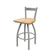 821 Catalina Low Back Swivel Stool with Anodized Nickel Finish and Natural Maple Seat, AGS-82125ANNatMpl