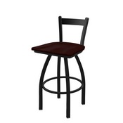821 Catalina Low Back Swivel Stool with Black Wrinkle Finish and Dark Cherry Oak Seat, AGS-82125BWDCOak