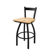 821 Catalina Low Back Swivel Stool with Black Wrinkle Finish and Natural Maple Seat, AGS-82125BWNatMpl