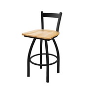 821 Catalina Low Back Swivel Stool with Black Wrinkle Finish and Natural Oak Seat, AGS-82125BWNatOak