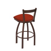 821 Catalina Low Back Swivel Stool with Bronze Finish and Graph Poppy Seat, AGS-82125BZ021