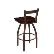 821 Catalina Low Back Swivel Stool with Bronze Finish and Dark Cherry Maple Seat, AGS-82125BZDCMpl