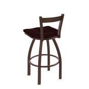 821 Catalina Low Back Swivel Stool with Bronze Finish and Dark Cherry Oak Seat, AGS-82125BZDCOak
