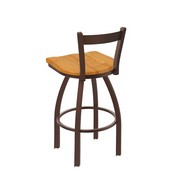 821 Catalina Low Back Swivel Stool with Bronze Finish and Medium Oak Seat, AGS-82125BZMedOak