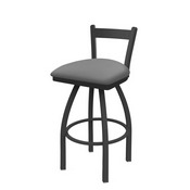 821 Catalina Low Back Swivel Stool with Pewter Finish and Canter Folkstone Grey Seat, AGS-82125PW007