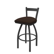 821 Catalina Low Back Swivel Stool with Pewter Finish and Rein Coffee Seat, AGS-82125PW025