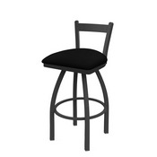 821 Catalina Low Back Swivel Stool with Pewter Finish and Black Vinyl Seat, AGS-82125PWBlkVinyl
