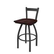 821 Catalina Low Back Swivel Stool with Pewter Finish and Dark Cherry Maple Seat, AGS-82125PWDCMpl