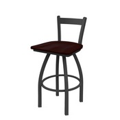 821 Catalina Low Back Swivel Stool with Pewter Finish and Dark Cherry Oak Seat, AGS-82125PWDCOak