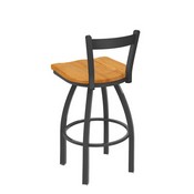 821 Catalina Low Back Swivel Stool with Pewter Finish and Medium Oak Seat, AGS-82125PWMedOak