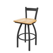 821 Catalina Low Back Swivel Stool with Pewter Finish and Natural Oak Seat, AGS-82125PWNatOak