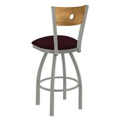 830 Voltaire Swivel Stool with Anodized Nickel Finish, Medium Back and Canter Bordeaux Seat, AGS-83025ANMedMplB005