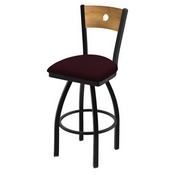 830 Voltaire 36" Swivel Counter Stool with Black Wrinkle Finish, Medium Back, and Canter Bordeaux Seat, 83036BWMedMplB005