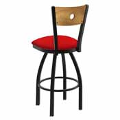 830 Voltaire 36" Swivel Counter Stool with Black Wrinkle Finish, Medium Back, and Canter Red Seat, 83036BWMedMplB011