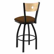 830 Voltaire Swivel Stool with Black Wrinkle Finish, Natural Back and Canter Thatch Seat, AGS-83025BWNatMplB001