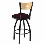 830 Voltaire 36" Swivel Counter Stool with Black Wrinkle Finish, Natural Back, and Canter Bordeaux Seat, 83036BWNatMplB005