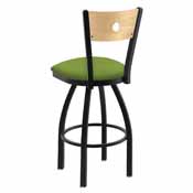 830 Voltaire Swivel Stool with Black Wrinkle Finish, Natural Back and Canter Kiwi Green Seat, AGS-83025BWNatMplB009