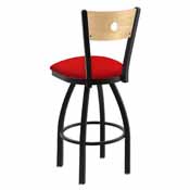 830 Voltaire Swivel Stool with Black Wrinkle Finish, Natural Back and Canter Red Seat, AGS-83025BWNatMplB011