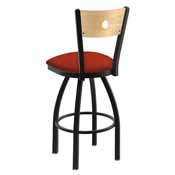 830 Voltaire Swivel Stool with Black Wrinkle Finish, Natural Back and Graph Poppy Seat, AGS-83025BWNatMplB021