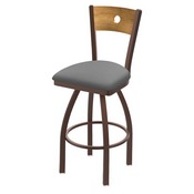 830 Voltaire Swivel Stool with Bronze Finish, Medium Back and Canter Folkstone Grey Seat, AGS-83025BZMedMplB007