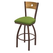 830 Voltaire Swivel Stool with Bronze Finish, Medium Back and Canter Kiwi Green Seat, AGS-83025BZMedMplB009
