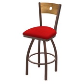 830 Voltaire Swivel Stool with Bronze Finish, Medium Back and Canter Red Seat, AGS-83025BZMedMplB011