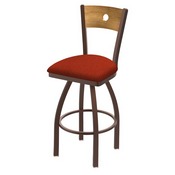 830 Voltaire Swivel Stool with Bronze Finish, Medium Back and Graph Poppy Seat, AGS-83025BZMedMplB021
