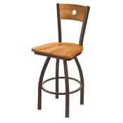 830 Voltaire Swivel Stool with Bronze Finish, Medium Back and Medium Maple Seat, AGS-83025BZMedMplBMedMpl