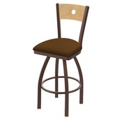 830 Voltaire Swivel Stool with Bronze Finish, Natural Back and Canter Thatch Seat, AGS-83025BZNatMplB001