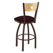 830 Voltaire Swivel Stool with Bronze Finish, Natural Back and Canter Bordeaux Seat, AGS-83025BZNatMplB005