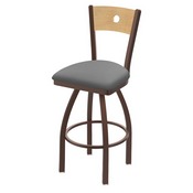 830 Voltaire Swivel Stool with Bronze Finish, Natural Back and Canter Folkstone Grey Seat, AGS-83025BZNatMplB007