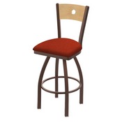 830 Voltaire Swivel Stool with Bronze Finish, Natural Back and Graph Poppy Seat, AGS-83025BZNatMplB021