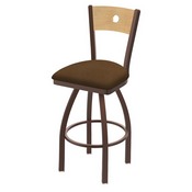 830 Voltaire Swivel Stool with Bronze Finish, Natural Back and Rein Thatch Seat, AGS-83025BZNatMplB026