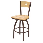 830 Voltaire Swivel Stool with Bronze Finish, Natural Back and Natural Maple Seat, AGS-83025BZNatMplBNatMpl