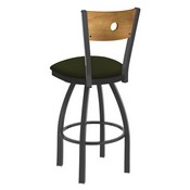 830 Voltaire Swivel Stool with Pewter Finish, Medium Back and Canter Pine Seat, AGS-83025PWMedMplB010