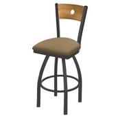 830 Voltaire Swivel Stool with Pewter Finish, Medium Back and Canter Sand Seat