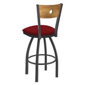 830 Voltaire Swivel Stool with Pewter Finish, Medium Back and Graph Ruby Seat, AGS-83025PWMedMplB016