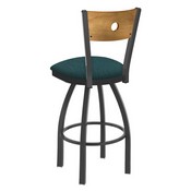 830 Voltaire Swivel Stool with Pewter Finish, Medium Back and Graph Tidal Seat, AGS-83025PWMedMplB022